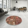 thumbnail image 3 of Ahgly Company Indoor Round Abstract Brown Red Patchwork Area Rugs, 8' Round, 3 of 6