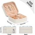 thumbnail image 4 of GZHJMY Travel Jewelry Box Bright Blue Foliage PU Leather Jewelry case Small Portable Jewelry Organizer Box(White) for Necklace Bracelet Earrings Rings, 4 of 7