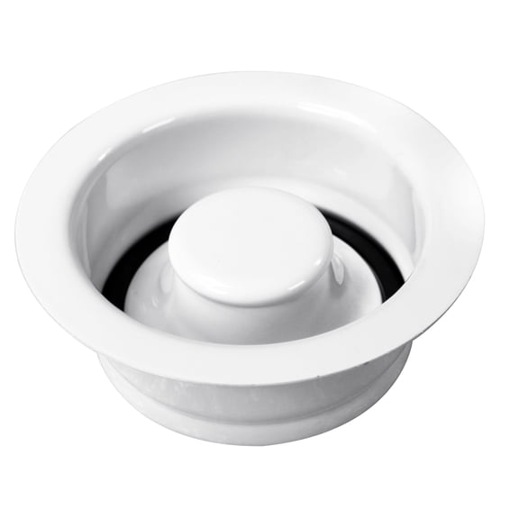 Westbrass Kitchen Sink Waste Disposal Drain Flange and Stopper, Powder Coat White