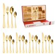 thumbnail image 3 of Gold Silverware Set 24-Piece Stainless Steel Satin Finish Flatware Set Service for 6  Kitchen Utensil Set  Tableware Cutlery Set for Home and Restaurant Christmas Set Gift Box, 3 of 5