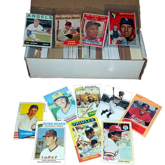 500 Baseball Trading Card Box with Cards from Brands like Topps, Fleer, & Upper Deck