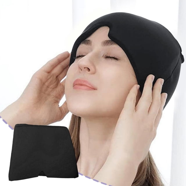 Linnome Cold Compress Gel Face Mask Half Head Coverage Reusable Hot Cold Therapy Pack for Headache 8.66x5.51in