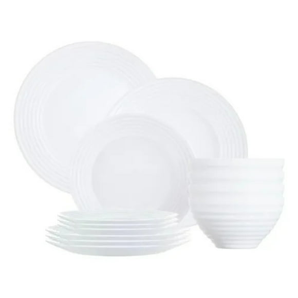 Harena Vajilla Blanca De Opal 16 Pzas Luminarc Tazón Platos