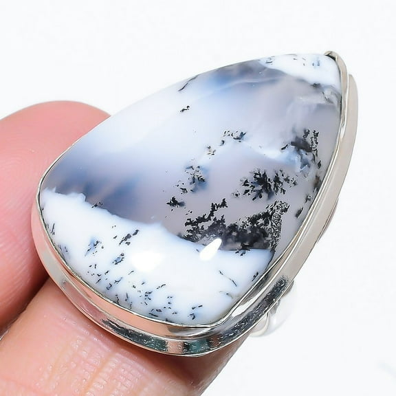 Dendrite Opal Handmade 925 Sterling Silver Jewelry Ring Size 6
