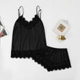 thumbnail image 2 of Women's Pajama Sets Sexy Silk Satin Camisole V Neck Top And Shorts Lounge Sets Sleepwear Black L, 2 of 9