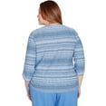 thumbnail image 2 of Alfred Dunner Womens Plus-Size Spliced Textured Stripe Knit Top, 2 of 4