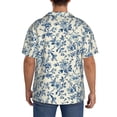 thumbnail image 3 of Pofeuu Vintage Blue Floral Print Mens Casual Short Sleeve Shirts Beach Summer Spread Collar Pocket Tops Men's Casual Short-sleeved Shirt-Medium, 3 of 5