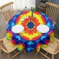 thumbnail image 3 of Colorful Tie Dye Star Pattern Round Tablecloth 60"x60",Wrinkle Wipeable Table Cloth for Kitchen Dining Room Picnic Patio Party, 3 of 6