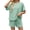 Mint, variant on Short Sleeve Women 2 Pieces Matching Sets Ribbed Tops and Shorts Lounger Sets