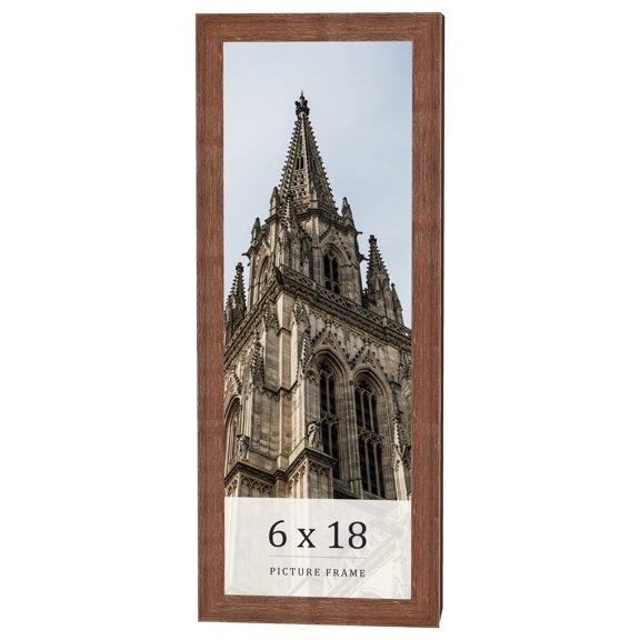 6x18 Frame Brown Farmhouse Solid Wood Picture Frame Width 1.5 Inches | Interior Frame Depth 0.5