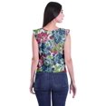 thumbnail image 3 of Moomaya Tops For Women Work Casual Printed Round Neck Ruffle Casual Crop Top, 3 of 5