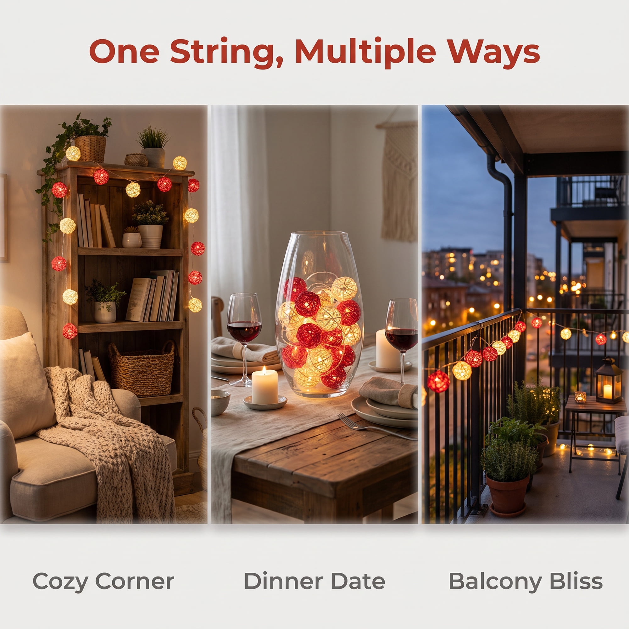 Unique Bargains Twinkle Lights with Flexible Design 13.1 ft Red Light Battery Operated