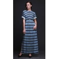thumbnail image 3 of Bimba Robe Maxi à Rayures en Rayonne Shibori Taille Smockée Imprimée Fendue sur le Côté pour Femmes-TTTG, 3 of 6