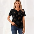 thumbnail image 5 of Domuza Womens Halloween Shirts Casual V Neck Short Sleeve Holiday Henley T Shirt Fall Horror Funny Print Vintage Button Down Tees-A S, 5 of 6