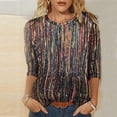 thumbnail image 1 of DPTALR Women's Spring Printed Long Sleeves Round Neck Casual Tee Tops, 1 of 5