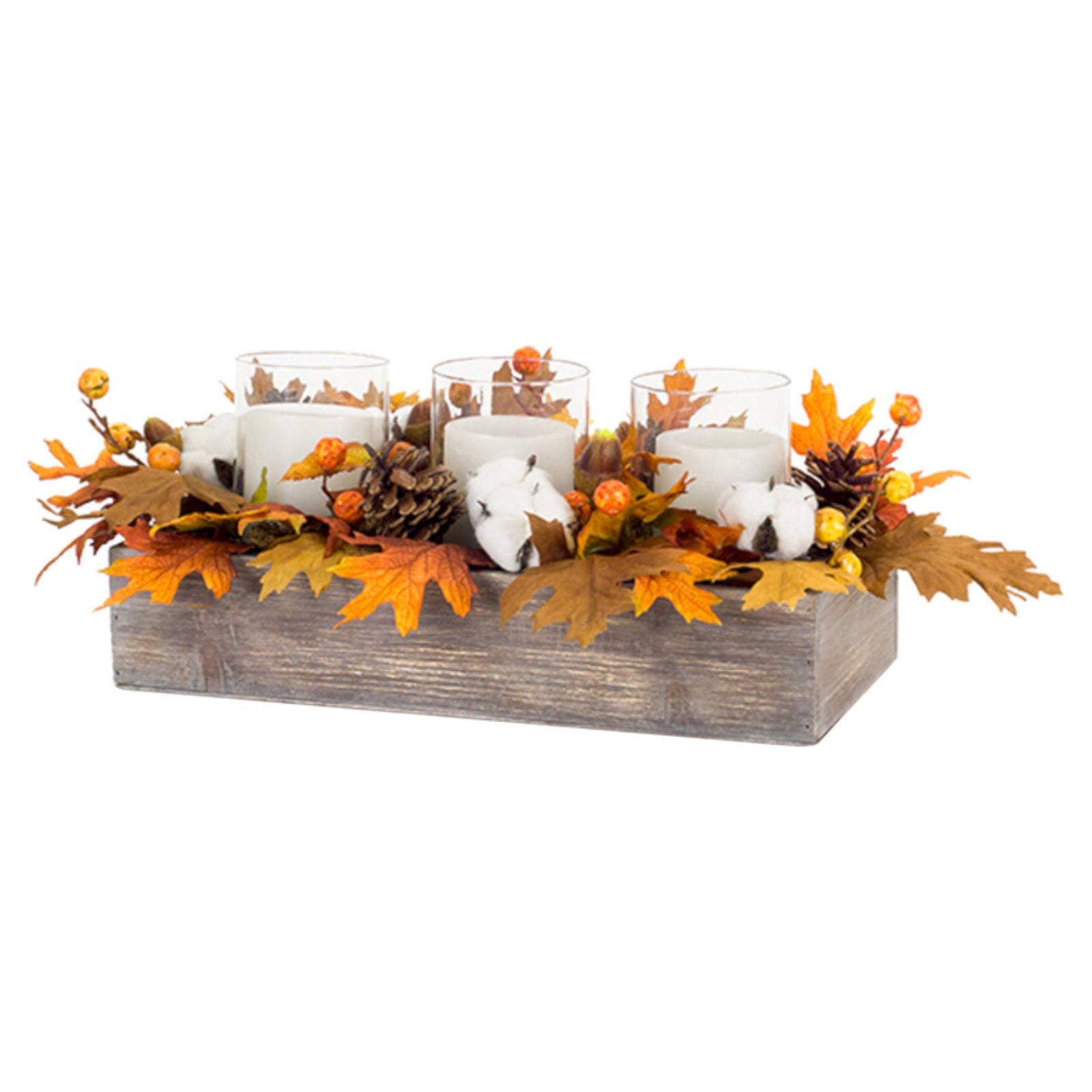 Melrose Fall Leaf and Cotton Candle Holder