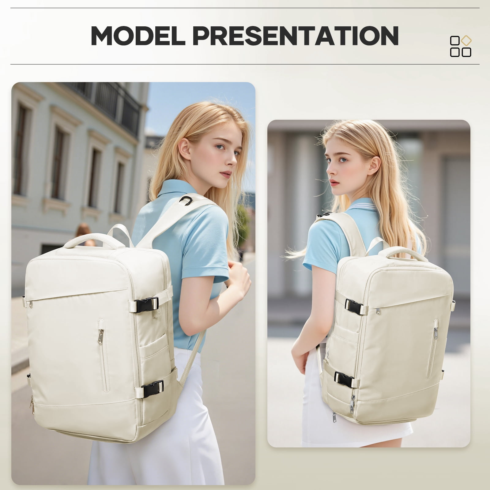 Vacpack Backpack with Vacuum Seal Travel Backpack Men, Vacuum Compression Backpack with Portable Air Pump, Vacuum Seal Carry on Backpack for Airplanes Women Laptop Airback Vac Pack Daypack Beige