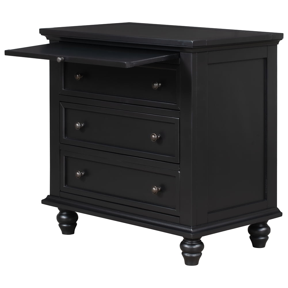 Lowestbest 3 Drawer Storage Wooden Cabinet, Living Room Side Table End Table with Pull-Out Tray, Black Lowestbest 3 Drawer Storage Wooden Cabinet, Living Room Side Table End Table with Pull-Out Tray, Black