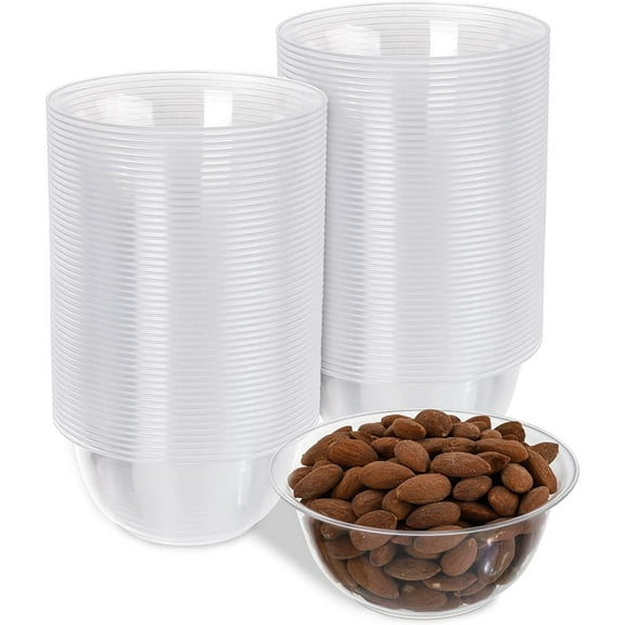 YSTDHL 100 Pack Clear Premium Plastic Bowls, 11.5OZ Disposable Hard Soup Bowls Salad Bowl, Dessert Size Party Bowls For Wedding, Catering, Parties, Buffets, Events, Or Everyday Use