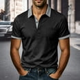 thumbnail image 2 of Men's Polo Shirts Collar Color Blocked Short Sleeved Button Pocket Polo Shirt Top, 2 of 8
