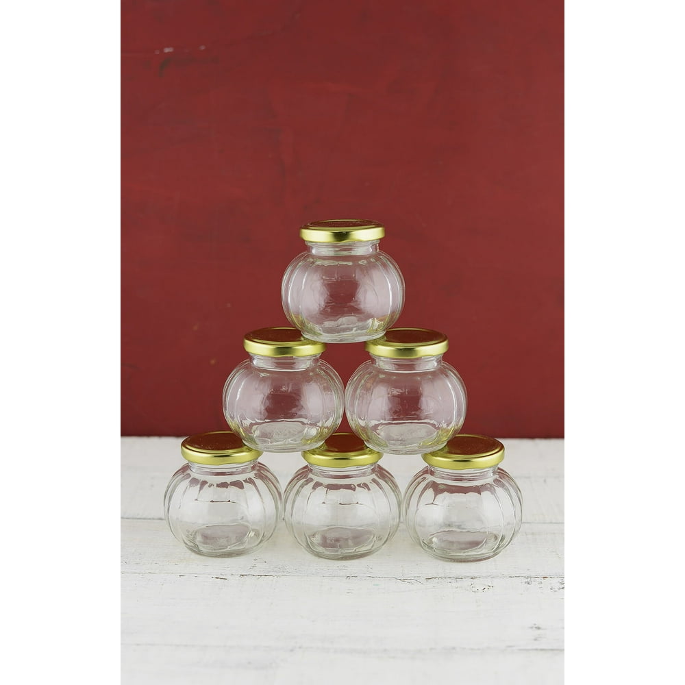 Bubble Jars 7oz (Set of 6) 7 oz. Glass Bulb Jars With Metal Lids