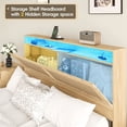 thumbnail image 3 of Vabches Full Size Bed Frame with Rattan Storage Headboard, Full Size Bed Frame with LED Light, 4 Drawers and Charging Station, Metal Platform, 3 of 7