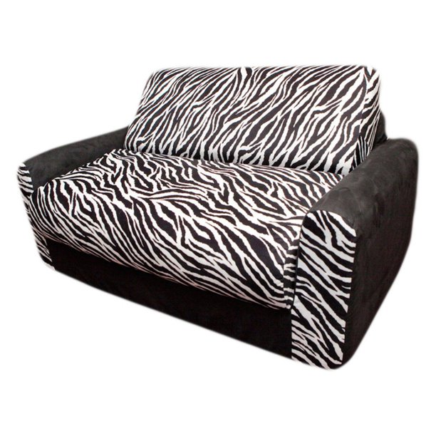 Fun Furnishings Black Zebra Sofa Sleeper with Pillows