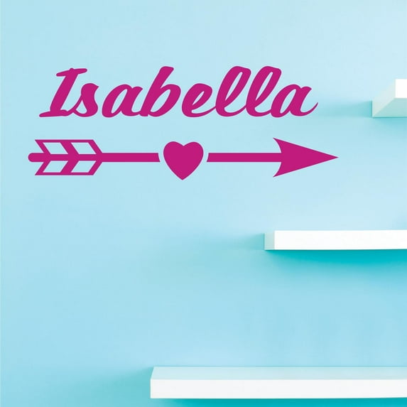 Personalized Name Vinyl Decal Sticker Custom Initial Wall Art Personalization Decor Sticker Arrow Heart Love Girl Bedroom 6 Inches X 24 Inches