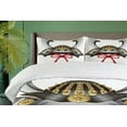 thumbnail image 4 of Ambesonne Japanese Duvet Cover Set, Samurai Kabuto, Calking, Grey Vermilion Yellow, 4 of 6