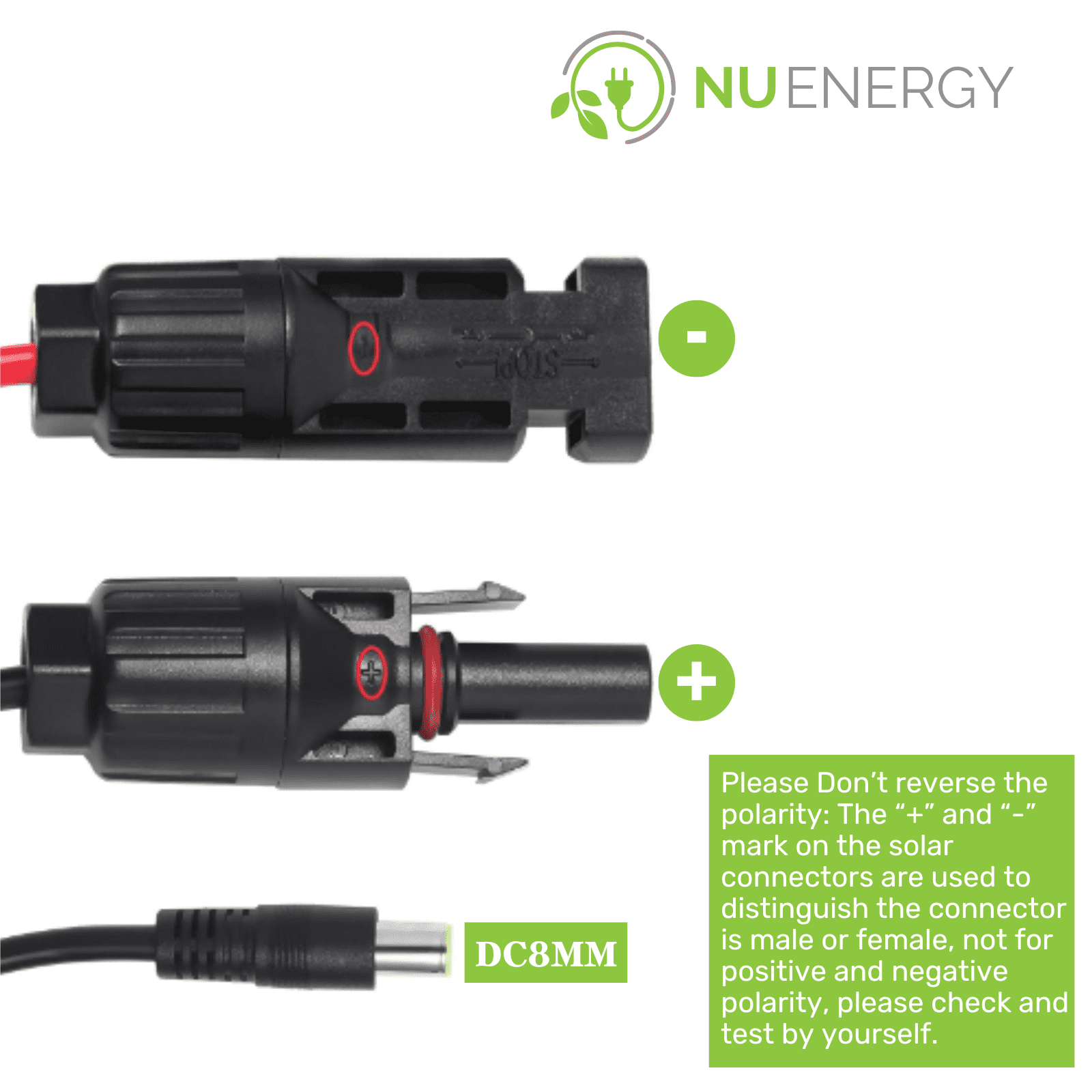 The Original 10 Feet 16AWG Solar Extension Copper Cable System with Female & Male Panel Connector to DC8mm Adapter Extension Wire Solar Power Kit Tool Power Solar Generator