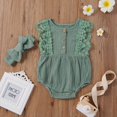 thumbnail image 2 of Viworld Newborn Infant Baby Girls Outfit Set Sleeveless Lace Romper+Headband Set, 2 of 6