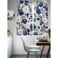 thumbnail image 4 of Navy Blue Beige Peony Sheer Curtains 63 Inch Length 2 Panels Set, Vintage Floral Blossom Botanical Voile Window Treatment Rod Pocket Curtains Sheers Drapes for Bedroom/Living Room/Kitchen 52x"63"x2, 4 of 7