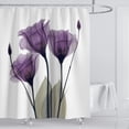 thumbnail image 3 of Juego de cortinas de ducha con flores moradas con ganchos, cortinas de ducha florales para baño, juego de decoración de baño de tela para inodoro con 12 ganchos de 72 x 72 pulgadas Namotu WMZL-2050, 3 of 6