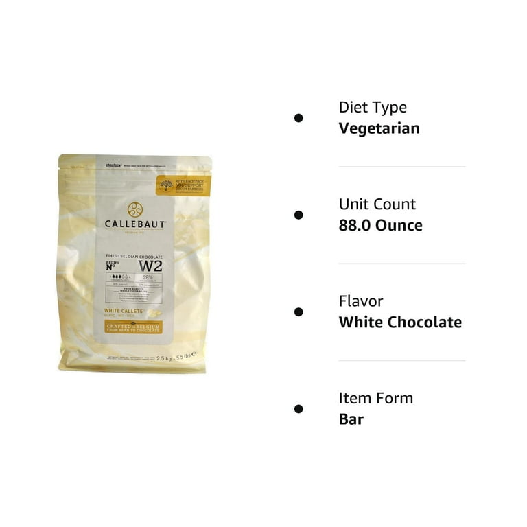 Callebaut W2 28% White Chocolate Callets 5.5 lbs - Walmart.com