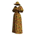 thumbnail image 3 of BintaRealwax African Print Dresses for Women Puff Sleeve Maxi Dashiki Smocked Dress with Hat, 3 of 3