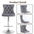 thumbnail image 6 of Bar Stools Set of 2, PAPROOS Swivel 25-33''Adjustable Height Bar Stools with Back, Gray Velvet Upholstered Counter & Bar Height Bar Stools with Button Tufted & Nail Trim for Kitchen Island, 6 of 12