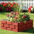thumbnail image 7 of Elapind Imitation Stone Garden Fence, Faux Stone Retaining Wall Look Garden Bricks Border with Ground Stakes, 17.7 X 11.6 in Plastic Edging Blocks for Flower Beds, Lawn, Mulch,Wine, 7 of 7