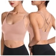 thumbnail image 1 of Yammkia Womens Sports Bra Womens Seamless Ribbed Longline High Neck Sports Bra Racerback Padded Slim Fit Crop Tank Top with Built in Pads (Light Pink,XXXL), 1 of 4