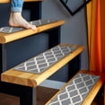 thumbnail image 6 of Ottomanson Non-Slip Rubberback Moroccan Trellis 8.5" x 26" Indoor Stair Treads, 7 Pack, Gray, 6 of 9