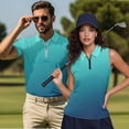 thumbnail image 3 of HUIACONG Couples Matching Golf Shirts for Men Quarter Zip Collared Short Sleeve Quick Dry Breathable Athletic Mens Shirts Sleeveless Golf Tops for Women for Daily Golfing Vacation Blue Gradient Man S, 3 of 7