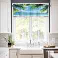 thumbnail image 2 of nqOlkjepod Beach Ocean Waves Farmhouse Short Window Curtain Valances, Summer Tropical Palm Tree Leaves Rod Pocket Kitchen Valances for Living Room Bedroom Bathroom Cafe, 1 Panel - 42" x 18", 2 of 8