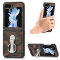 thumbnail image 1 of ELEHOLD Case for Samsung Galaxy Z Flip 5 2023,Camouflage Pattern with 360 Rotating Ring Holder Stand Slim Shockproof Rugged PU Leather Protective Case for Samsung Galaxy Z Flip 5 - Brown, 1 of 7