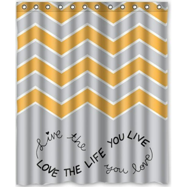 Hellodecor Live The Life You Love Love The Life You Live Infinity Chevron Shower Curtain Polyester Fabric Bathroom Decorative Curtain Size 60x72 Inches Walmart Com Walmart Com