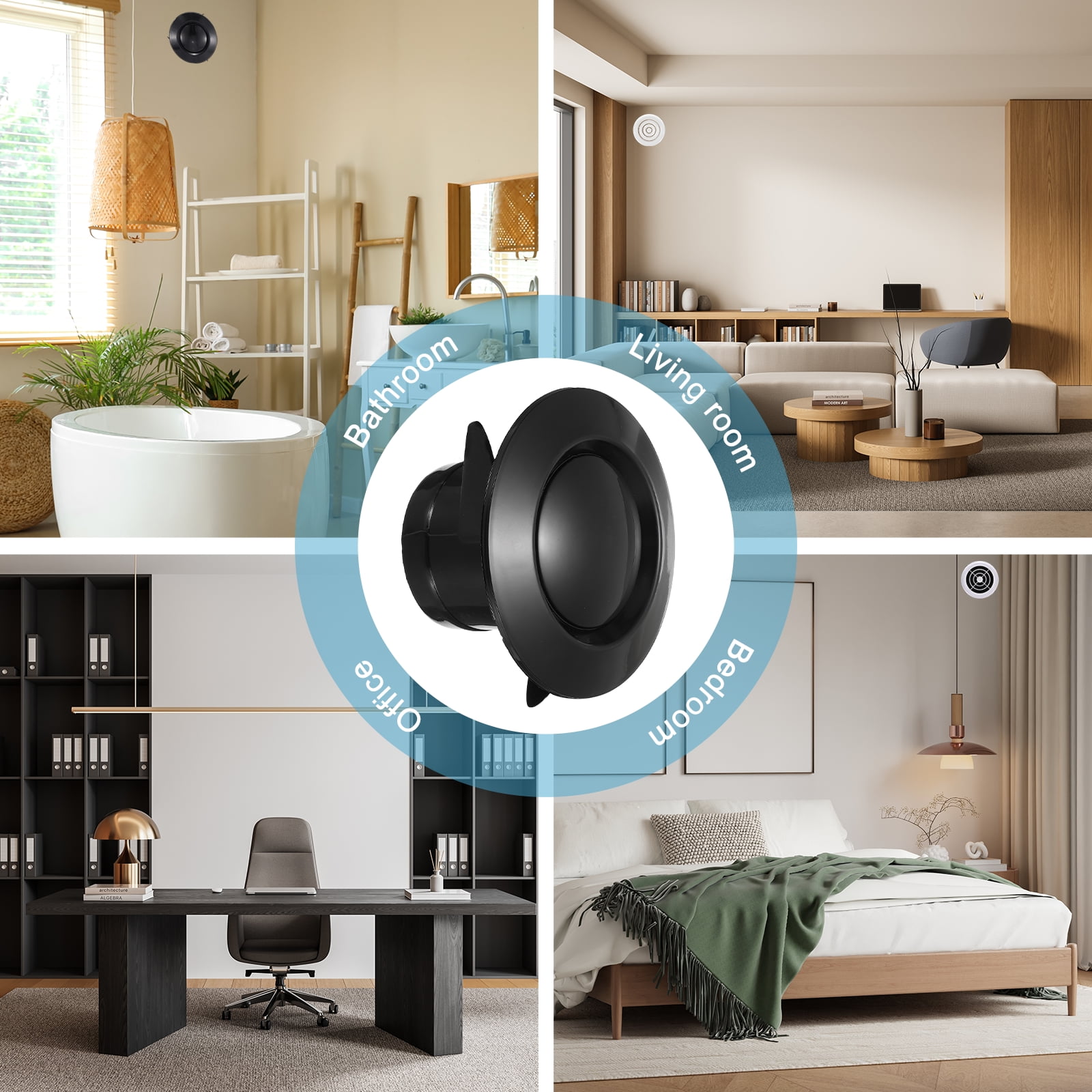 Uxcell 3 Inch Round Air Vent, 4pcs ABS Adjustable Soffit Exhaust Vent Cover, Black