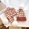 thumbnail image 2 of Winter Warm Plaid Pompom Baby Hat and Scarf Sets Kids Thick Soft Knitted Neckerchief Accessories Children Beanie Boys and Girls, 2 of 5