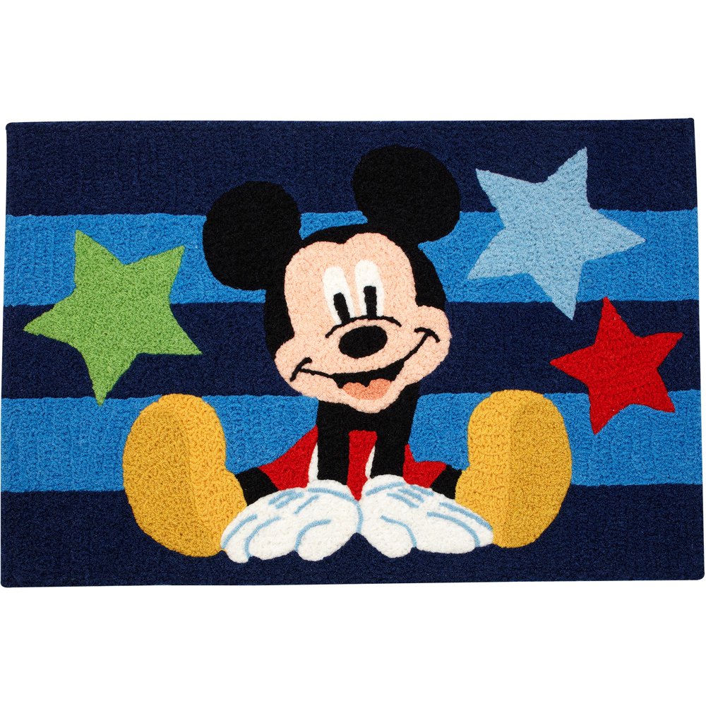 Disney Mickey Mouse Rectangular Blue with Stars Toddler Rug 20" x 30