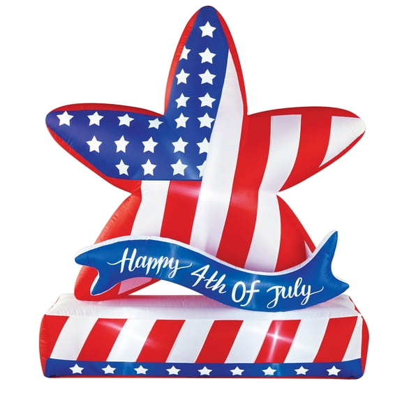 Collections Etc 6-Foot Happy 4th of July Patriotic Star Outdoor Inflatable Decoration