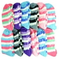 thumbnail image 6 of Glory Max Women's Soft Cozy Fuzzy Socks Non-Skid Striped Fluff Plush Home Slipper Socks - 12 Pairs, 6 of 6