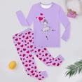 thumbnail image 2 of Tisuna Kids Girls Fall Pajamas Set Fashion Long Sleeve Crew Neck Heart Print Tops And Pants Sleepwear Children'S 2 Pieces Housewear Matching Set Size 3-4 Years, 2 of 4