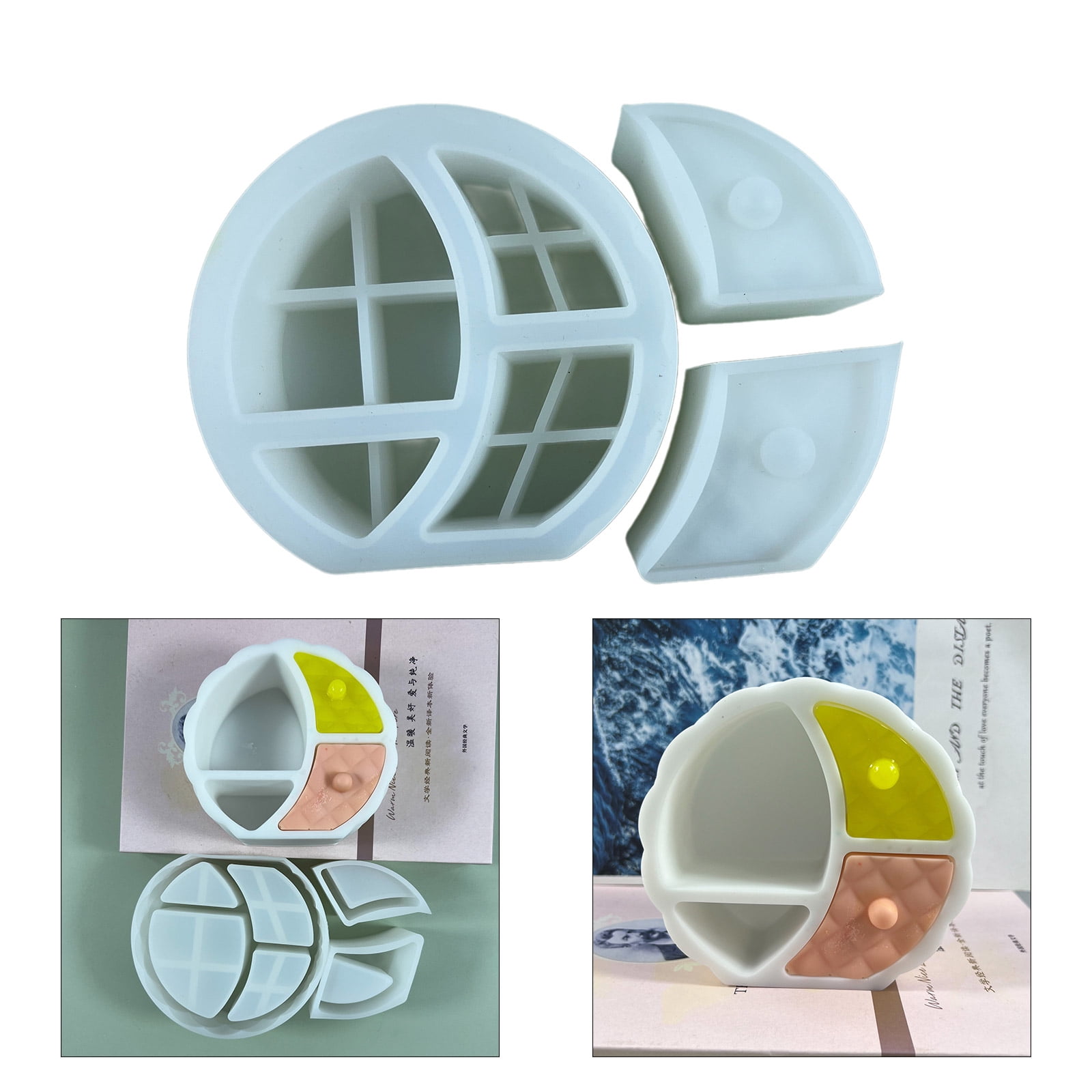 COMEET Crafts Molds,Resin Casting Molds Storage Box Tray Mold Sun and Moon Shaped Jewelry Organizers Molds for Hand-Making